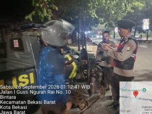 Jaga Jakarta On The Spot, Gelar Razia Stasioner dan Patroli  Polsek Bekasi Barat cegah Kejahatan Jalanan